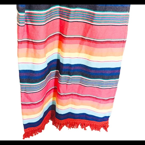 NWT UNCLE FRANK (Anthro) Weekend Stripe Cotton Dress With Fringe Trim Red Small - Picture 7 of 13